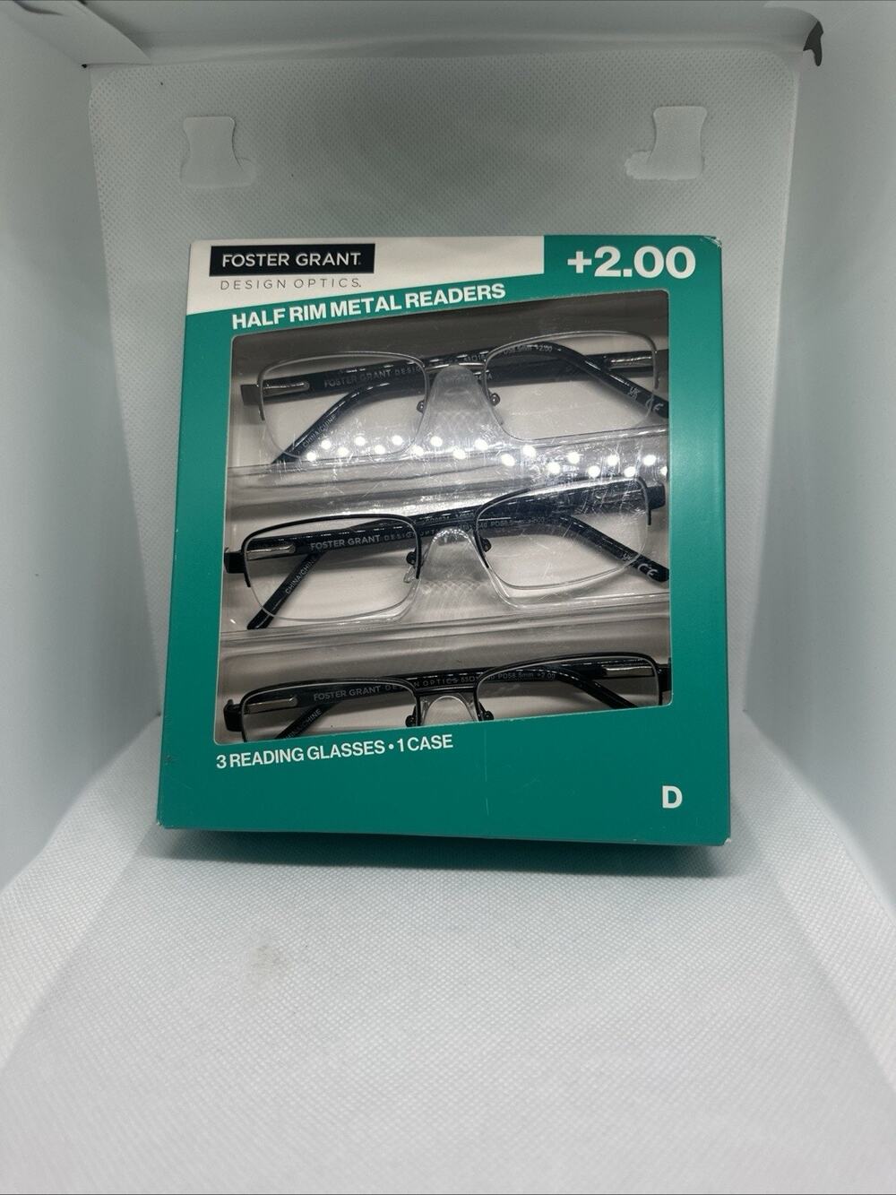 Design Optics by Foster Grant 668 Reading Glasses +2.00 Metal Square 3 Pack New
